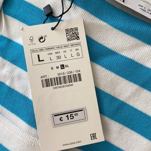 NWT Zara cropped striped short sleeve sweater - Picture 4 of 9